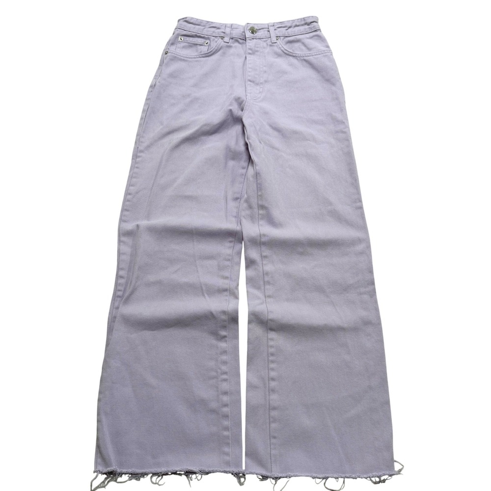 Stradivarius Jeans Womens 4 Purple High Rise Baggy Fit Wide Leg Denim Streetwear